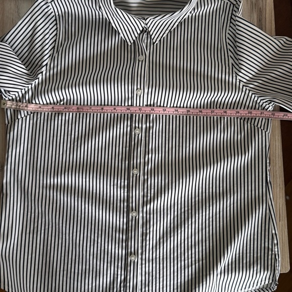 Nordstrom Black and White Striped Button Down Shirt Women’s Size Large - Picture 7 of 8